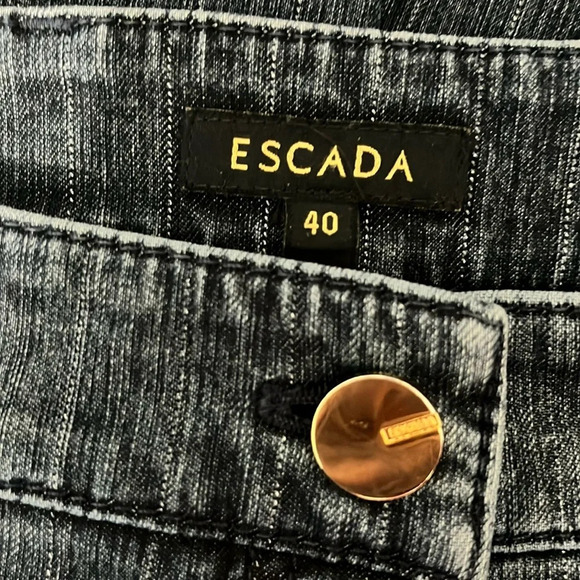 Escada Straight Leg Metallic Threaded Jeans - Size 40 (See Size Chart) - Picture 4 of 9